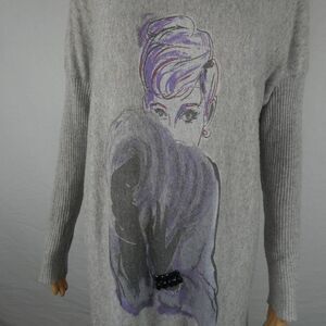 MORGAN de toi Audrey Hepburn Long Sleeve Sweater Dress Beaded Wool Cashmere